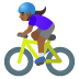 🚴🏾‍♀️ woman biking: medium-dark skin tone display on Google